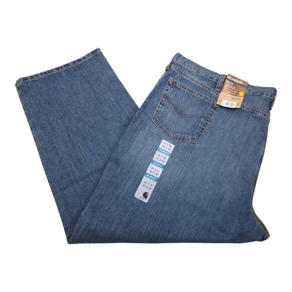 Carhartt Mens Holter Relaxed Fit Jeans 54x30 Denim Straight Leg Sits At Waist - Picture 1 of 10